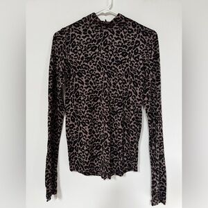 Free People Black and Brown Animal Print Blouse